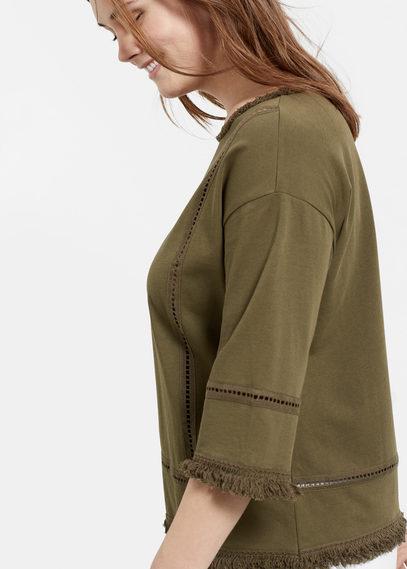 Violeta By Mango Violeta By Mango Fringed Cotton-blend Sweatshirt