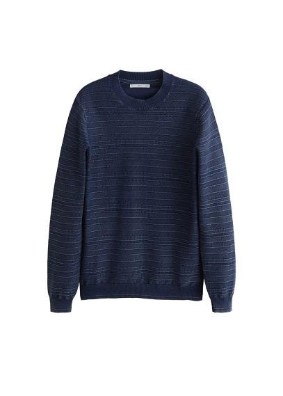 Mango Man Mango Man Stripe Textured Cotton Sweatshirt