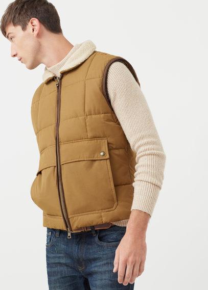 Mango Man Mango Man Shearling Collar Quilted Gilet