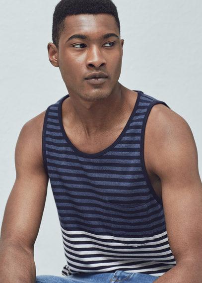 Mango Man Mango Man Striped Strap T Shirt