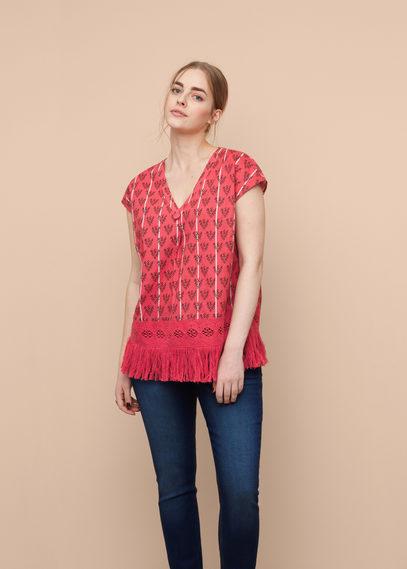 Violeta By Mango Violeta By Mango Fringed Cotton Blouse