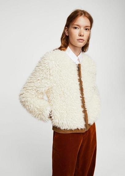 Mango Mango Faux Shearling Mixed Jacket