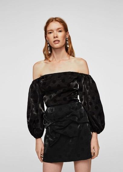 Mango Mango Polka-dot Velvet Skirt