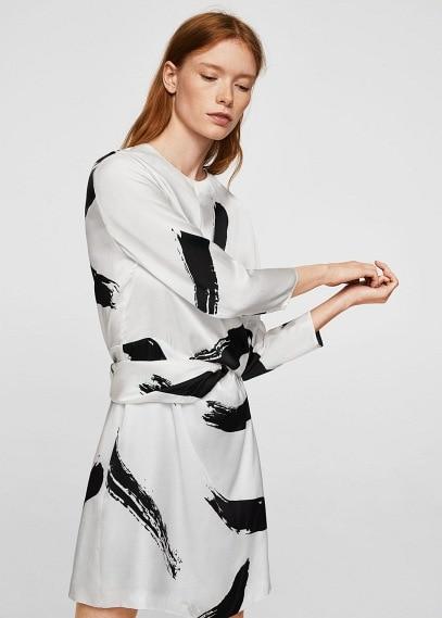 Mango Mango Contrast Print Dress