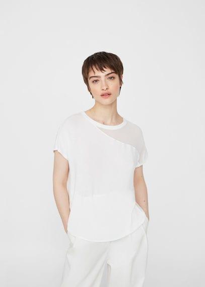 Mango Mango Chiffon Panel T-shirt