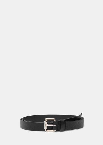 Violeta By Mango Pebbled Leather Belt