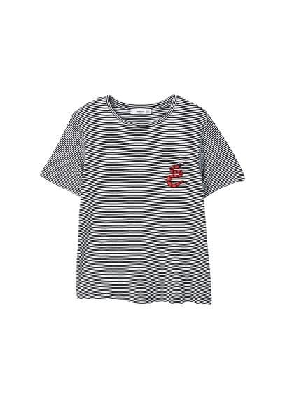 Mango Mango Embroidery Striped T-shirt