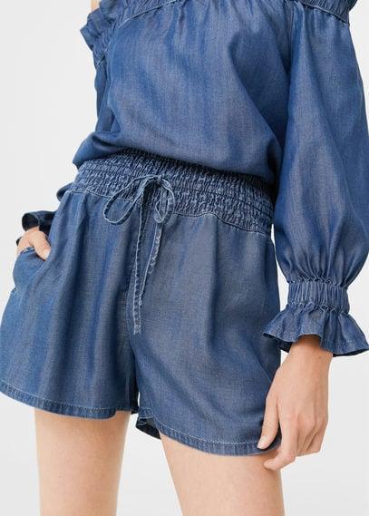 Mango Mango Ruched Denim Short