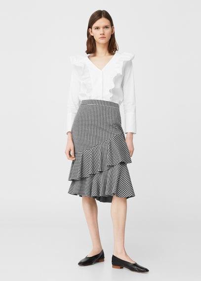 Mango Mango Check Pattern Ruffled Skirt