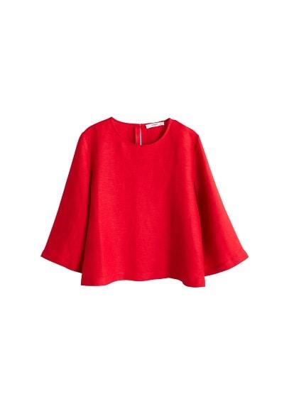 Mango Mango Linen Flared Sleeve Blouse