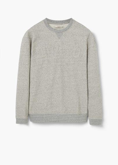 Mango Man Embossed Text Flecked Sweatshirt