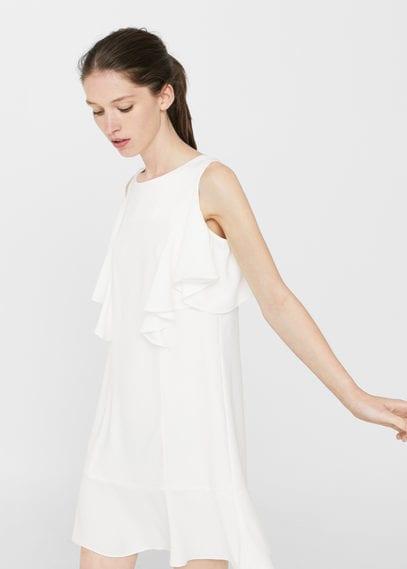 Mango Mango Ruffles Slit Dress