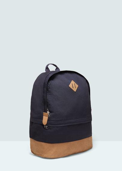 Mango Man Mango Man Faux-suede Paneled Nylon Backpack