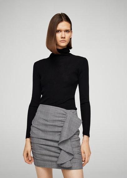 Mango Mango Ruffled Checked Skirt