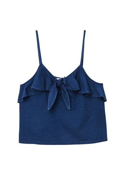 Mango Mango Ruffled Denim Top
