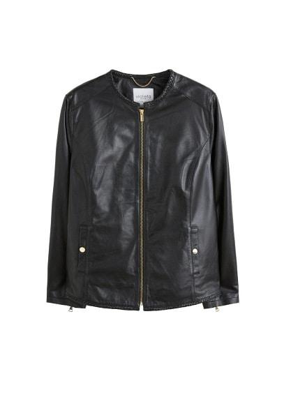 Violeta By Mango Violeta By Mango Textured Trims Leather Jacket