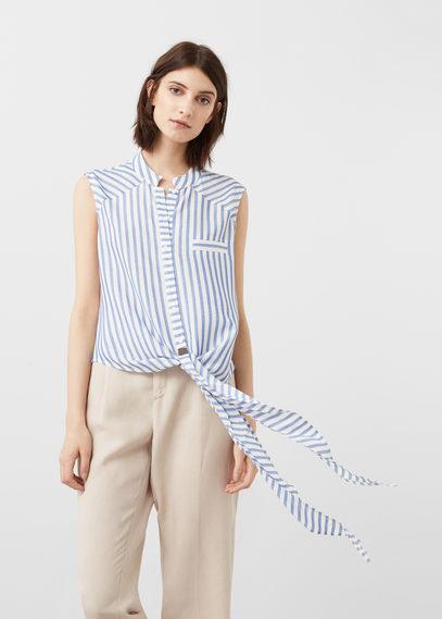 Mango Mango Kintted-hem Striped Top