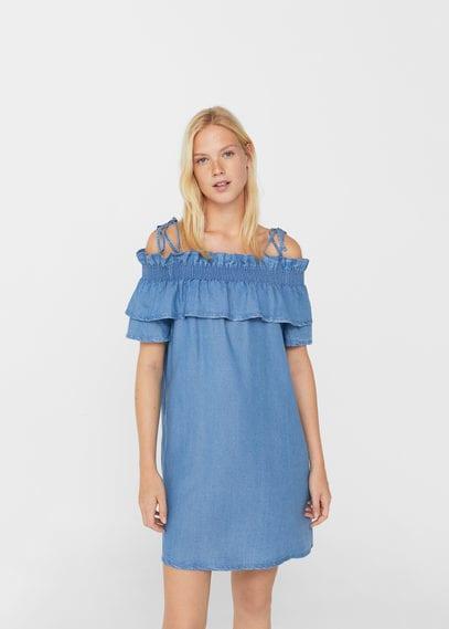 Mango Mango Ruffled Off-shoulder Dress