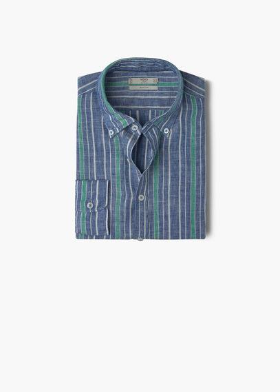 Mango Man Mango Man Slim-fit Striped Linen Shirt