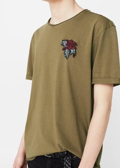 Mango Man Mango Man Embroidered Detail Cotton T Shirt
