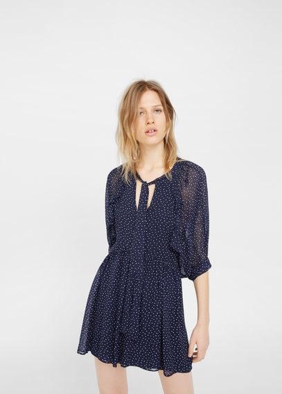Mango Mango Polka-dot Flared Dress