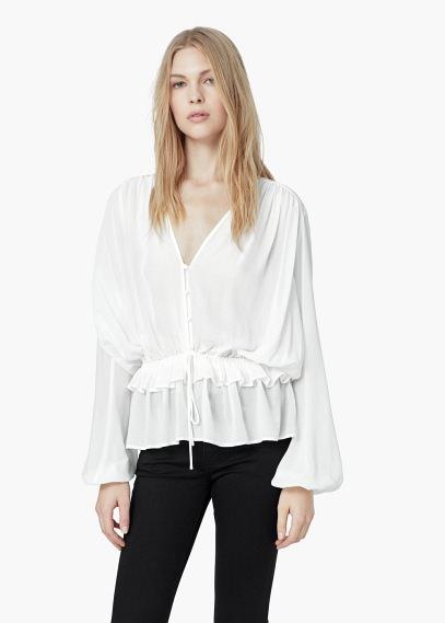 Mango Mango Fluted Hem Blouse