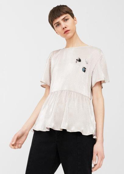 Mango Mango Pleated Metallic Blouse