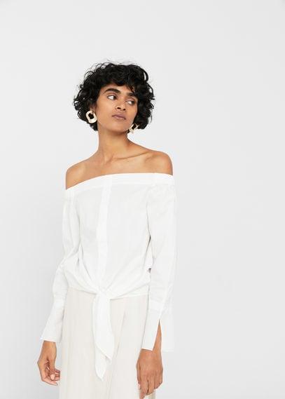 Mango Mango Off-shoulder Knot Blouse