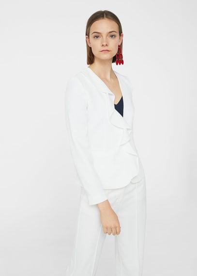 Mango Mango Ruffle Lapel Blazer