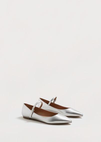 Violeta By Mango Violeta By Mango Ankle Strap Metallic Shoes
