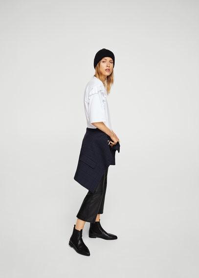 Mango Mango Ruffled Piercing Detail T-shirt