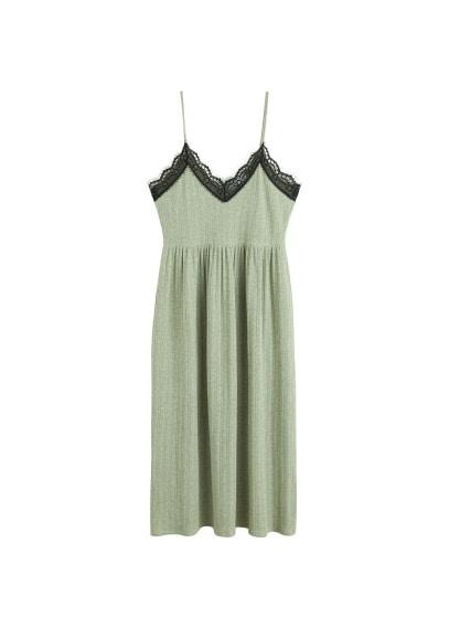 Mango Mango Ribbed Lace Dress