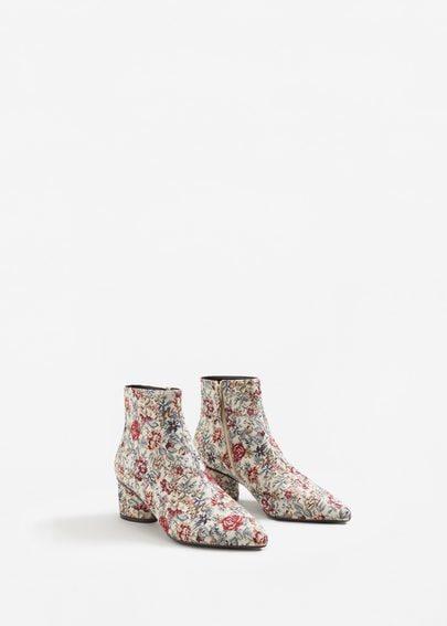 Mango Mango Floral Print Ankle Boot