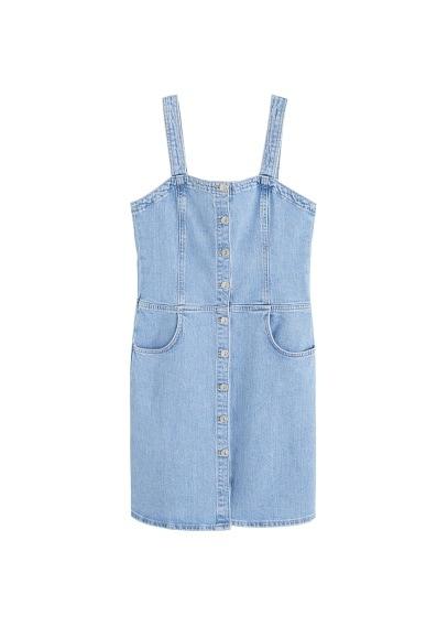 Mango Mango Medium Denim Pinafore Dress