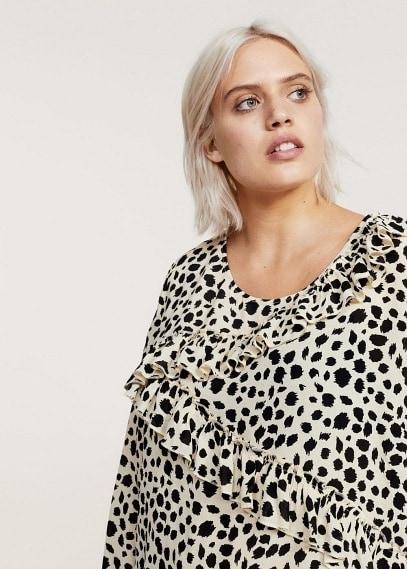 Violeta By Mango Violeta By Mango Ruffled Feline Print Blouse