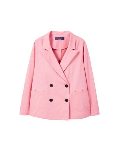 Violeta By Mango Violeta By Mango Linen Double-breasted Blazer