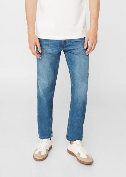 Mango Man Mango Man Straight-fit Medium Wash Leaf Jeans