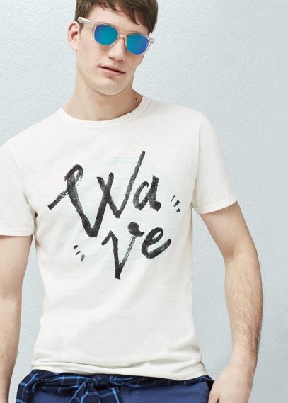 Mango Man Mango Man Printed Slub-cotton T Shirt
