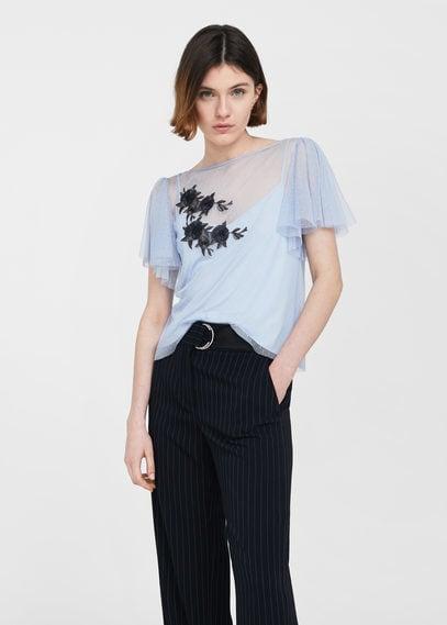 Mango Mango Embroidered Tulle T Shirt
