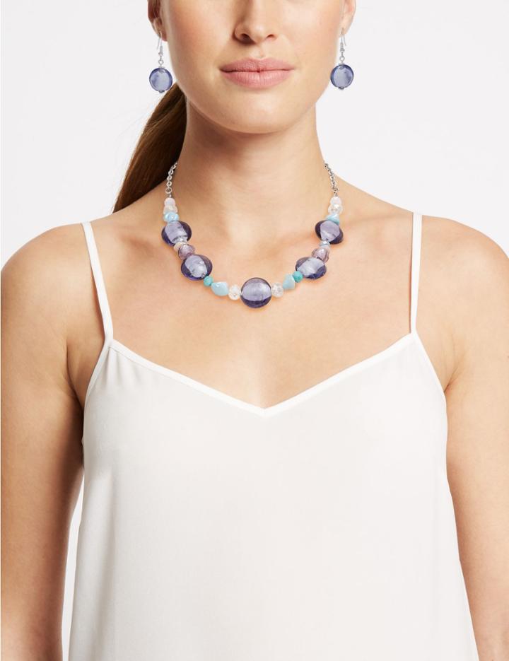Marks & Spencer Spiral Necklace & Earrings Set Pastel Mix