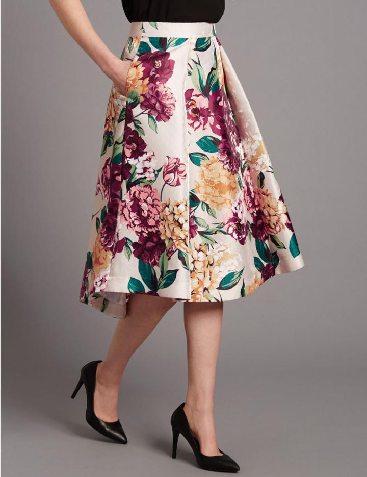 Marks & Spencer Floral Print Skirt Cream Mix