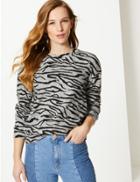 Marks & Spencer Animal Print Long Sleeve Sweatshirt Grey Mix