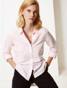 Marks & Spencer Button Detailed Long Sleeve Shirt Pink