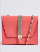 Marks & Spencer Faux Leather Chain Boxy Cross Body Bag Coral