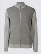 Marks & Spencer Pure Cotton Textured Cardigan Silver Grey