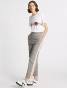 Marks & Spencer Checked Side Stripe Tapered Leg Trousers Camel Mix