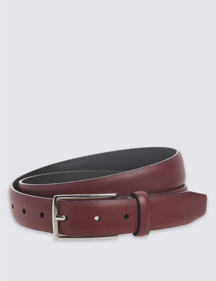 Marks & Spencer Faux Leather Edge Buckle Belt Burgundy