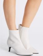 Marks & Spencer Kitten Heel Side Zip Ankle Boots White