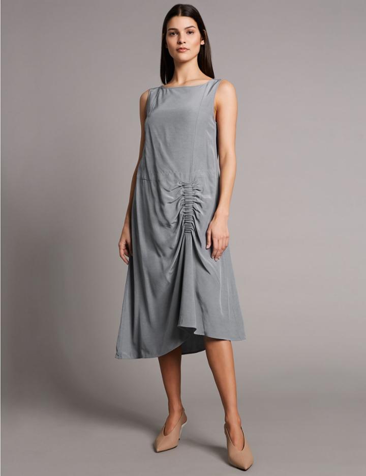Marks & Spencer Ruched Front Asymmetric Dress Stone