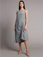Marks & Spencer Ruched Front Asymmetric Dress Stone